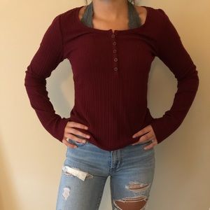 Red Hollister button down long sleeve